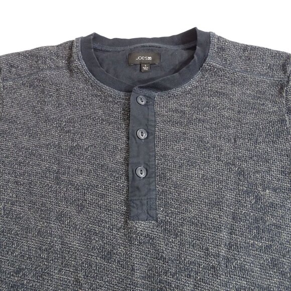 Joes Jeans Textured Blue Henley Long Sleeve Top Men Size S Night Sky Casual - Picture 2 of 12